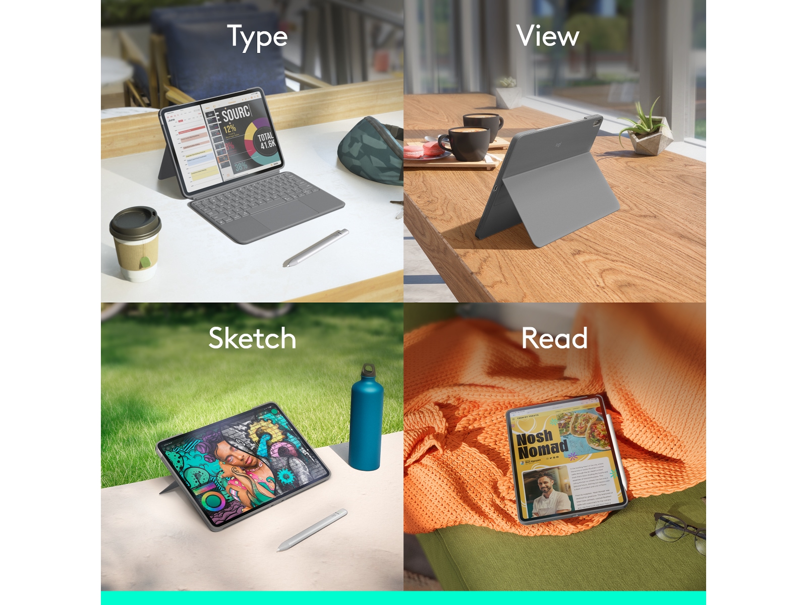 Logitech iPad Air 11" Combo Touch tastaturcover (oxford grey) Tastatur og stylus