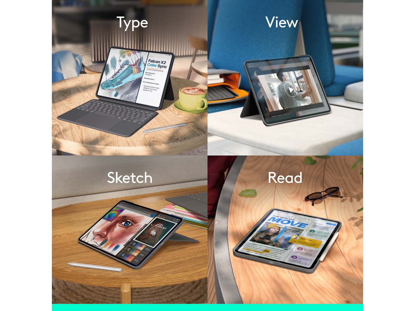 Logitech iPad Pro 13" Combo Touch tastaturcover (grafitt) Cover til tablet