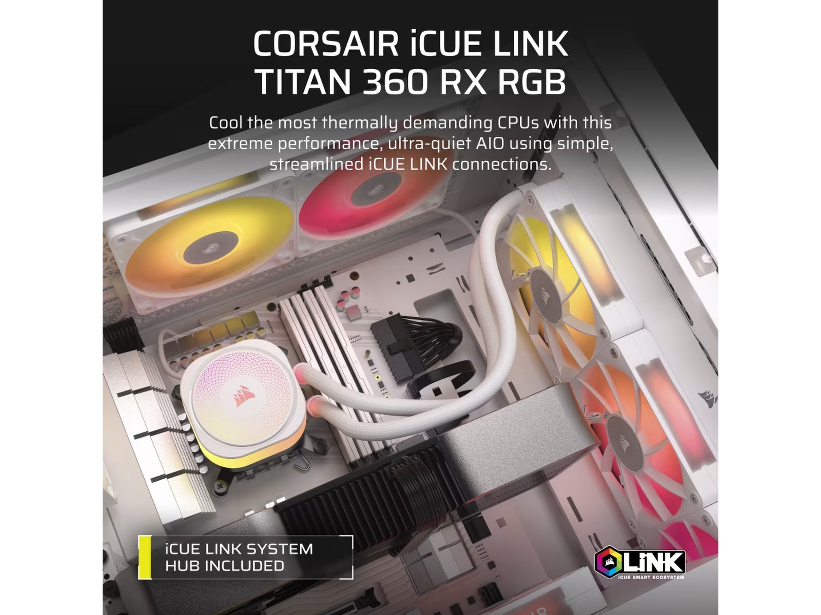 Corair iCUE LINK Titan 360 RX RGB AIO Køler (hvidt) CPU - Vandkøling