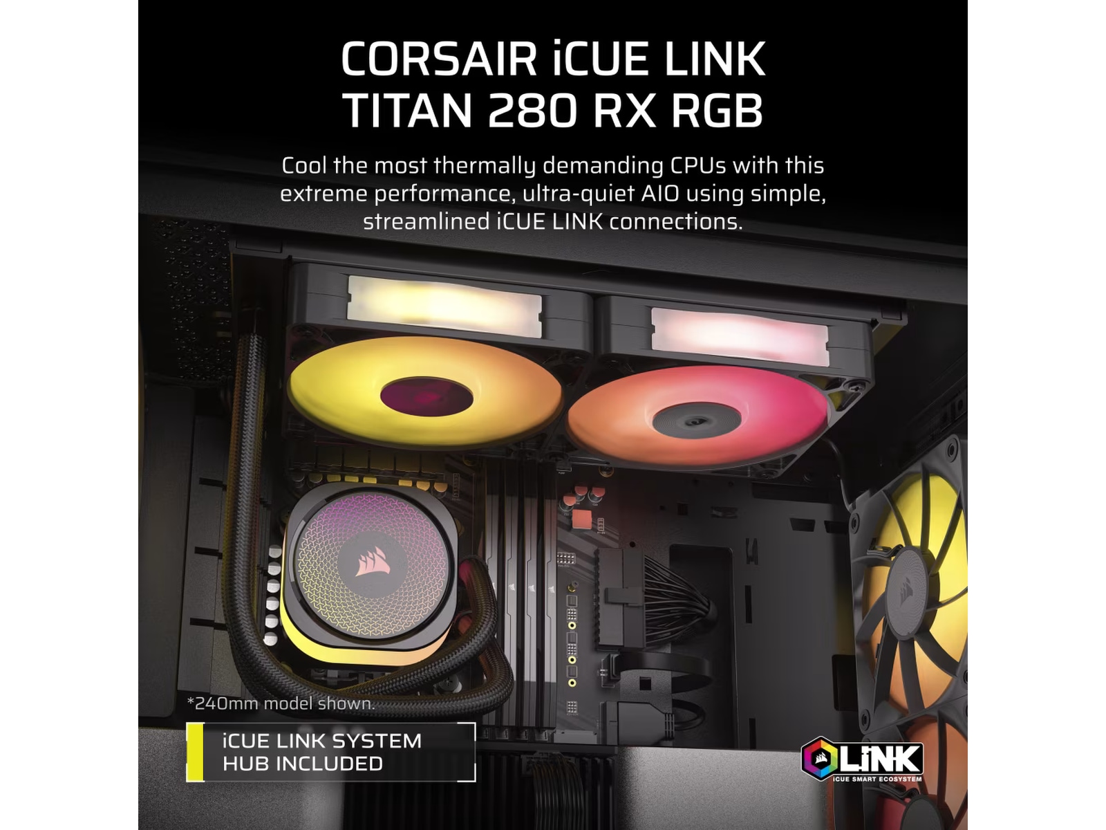 Corsair iCUE LINK Titan 280 RX RGB AIO Køler (svart) CPU - Vandkøling