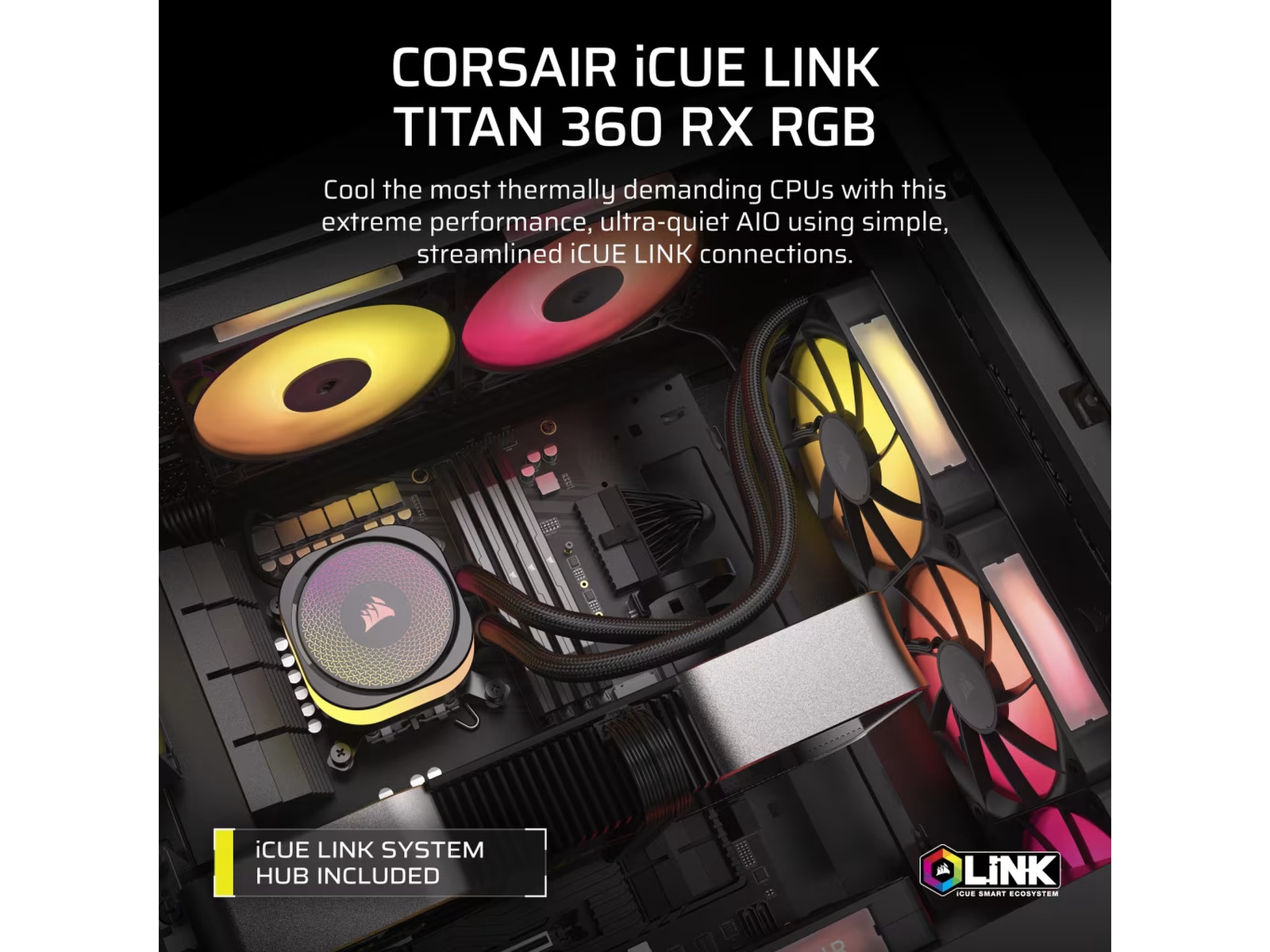 Corsair iCUE LINK Titan 360 RX RGB AIO K&#xF8;ler (sort) CPU - Vandk&#xF8;ling