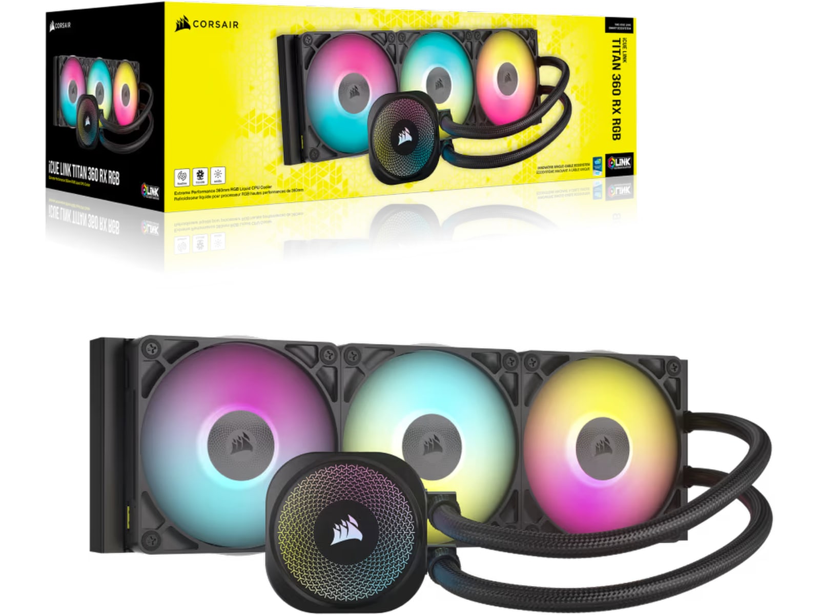 Corsair iCUE LINK Titan 360 RX RGB AIO K&#xF8;ler (sort) CPU - Vandk&#xF8;ling