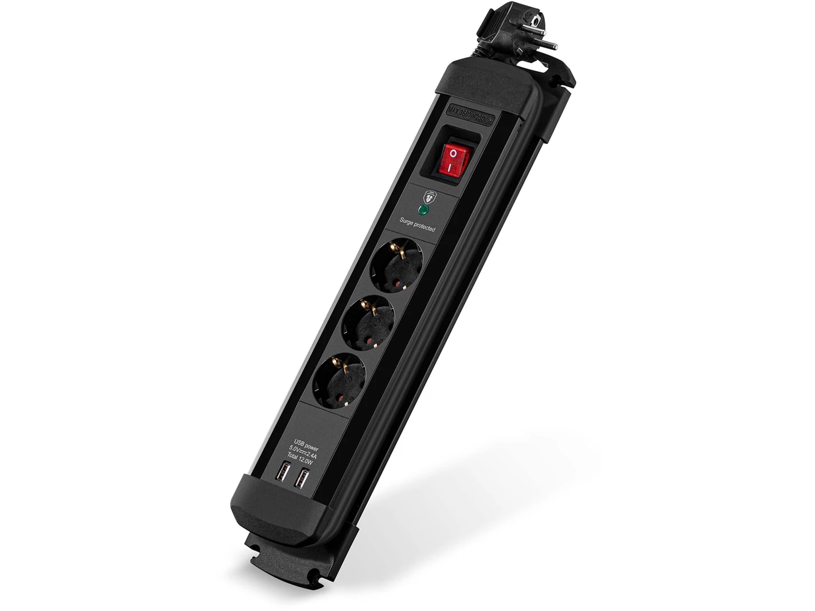 Andersson Strømfordeler 3x stik og 2x USB 1,5m (sort) Forlængerkabel & strømskinne