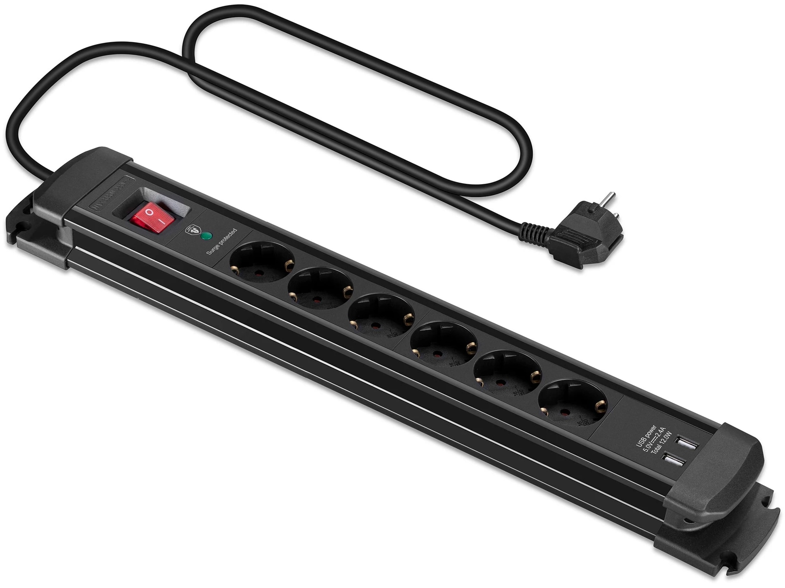 Andersson Strømfordeler 6x stik og 2x USB 1,5m (sort) Forlængerkabel & strømskinne