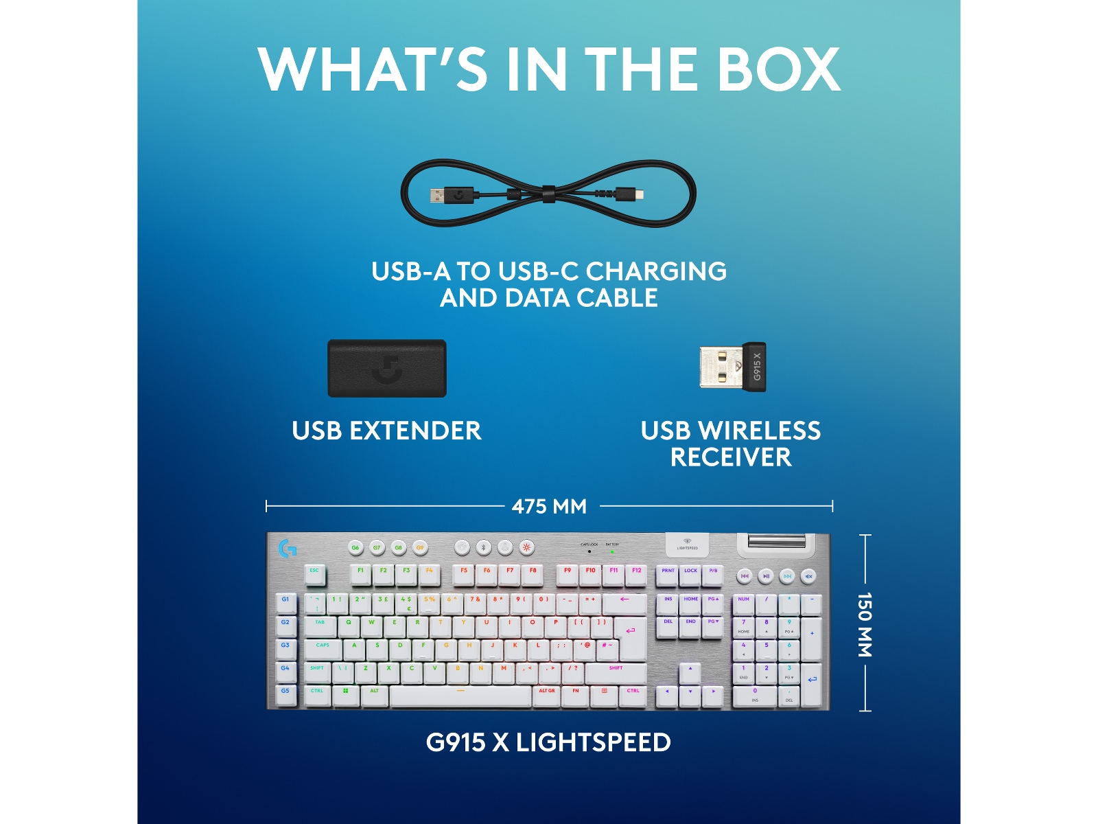 Logitech G915 X Lightspeed Trådløst Gamingtastatur (hvidt) Gamingkeyboard
