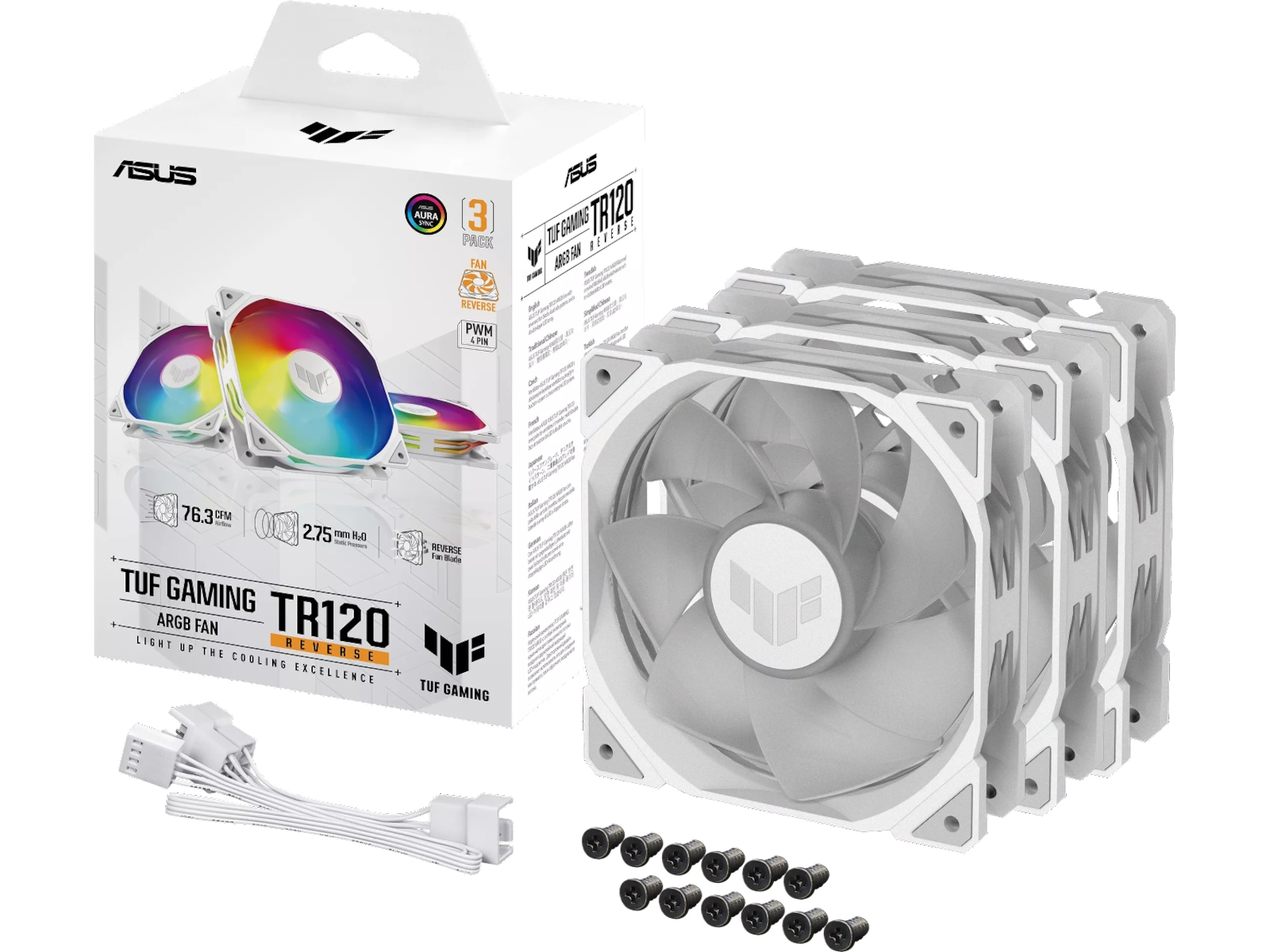 Asus TUF Gaming TR120 ARGB Reverse Ventilator 3pk (hvidt) Blæsere
