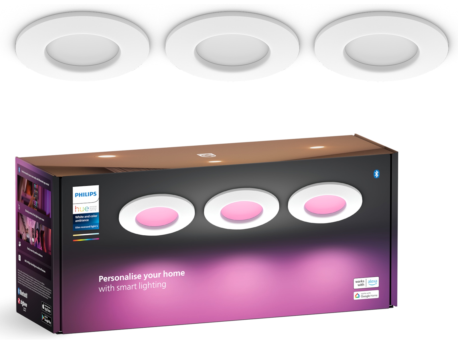 Philips Hue Slim indbygningsspot 90 mm (hvid) 3pk Loftlampe