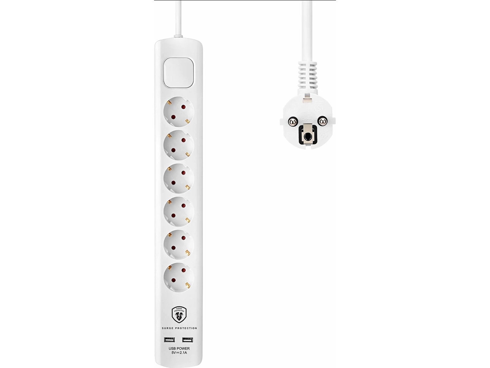 Andersson 6-vejs strømfordeler 1.5m (hvid) Forlængerkabel & strømskinne