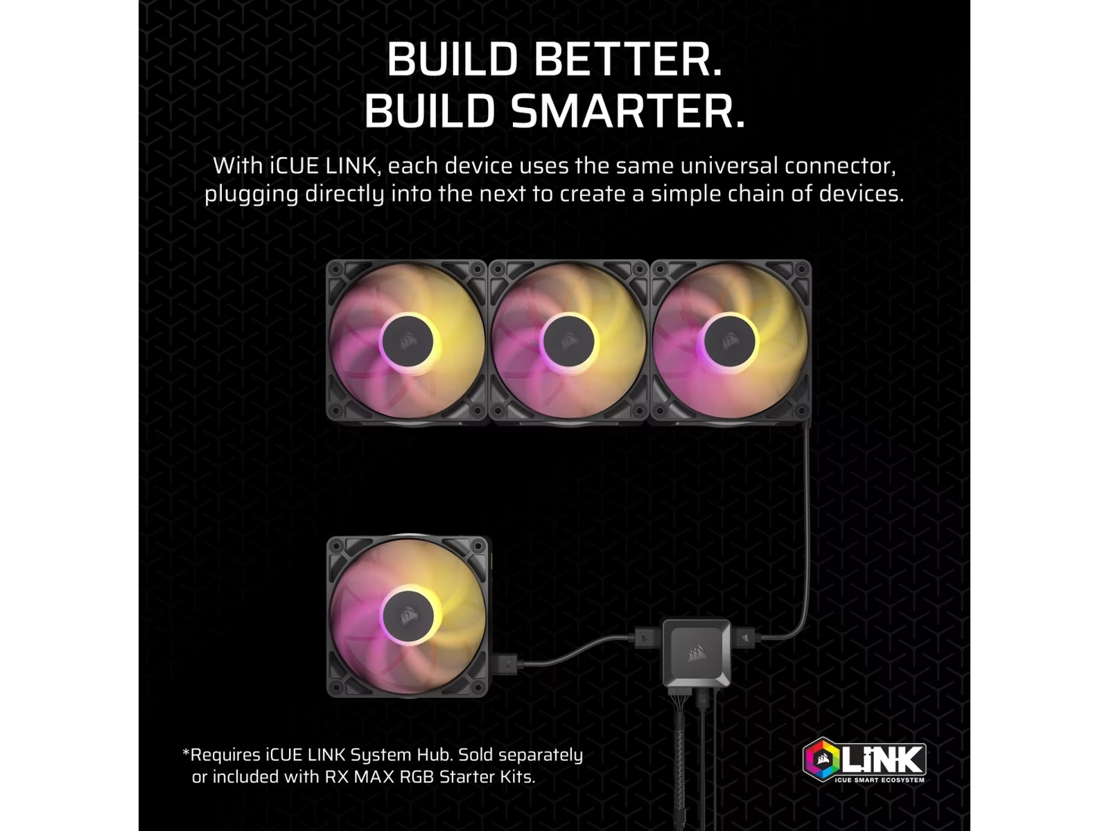 Corsair iCUE LINK RX140 RGB MAX Ventilator (svart) Blæsere