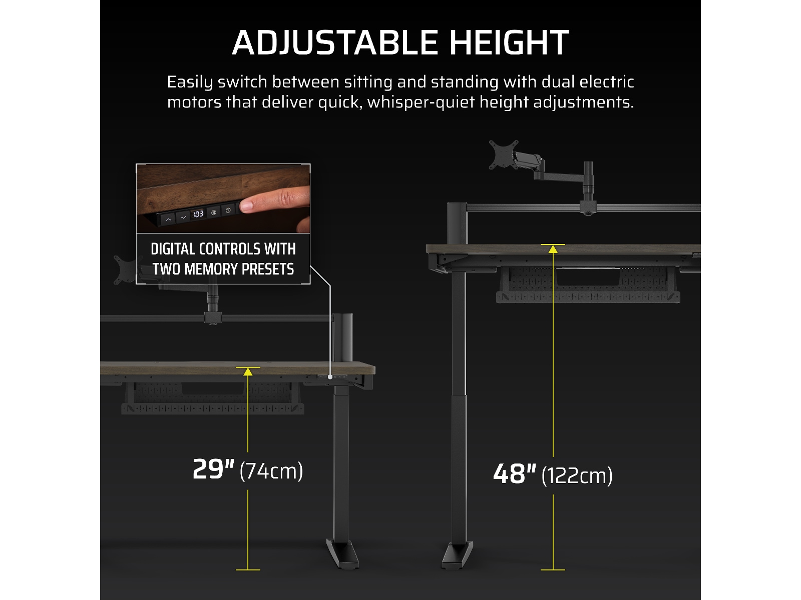 Corsair Platform:4 Elevate Skrivebord (sort/mørkt træ) Gamingdesk