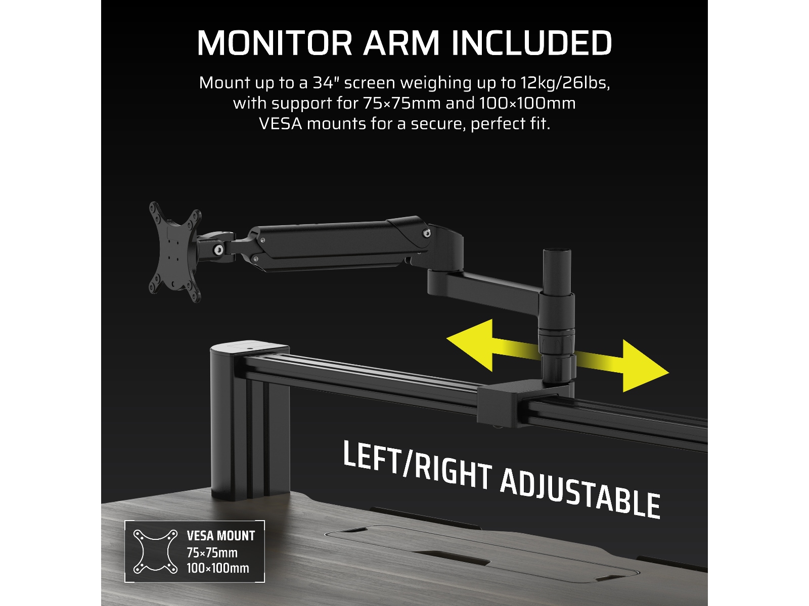 Corsair Platform:4 Elevate Skrivebord (sort/mørkt træ) Gamingdesk