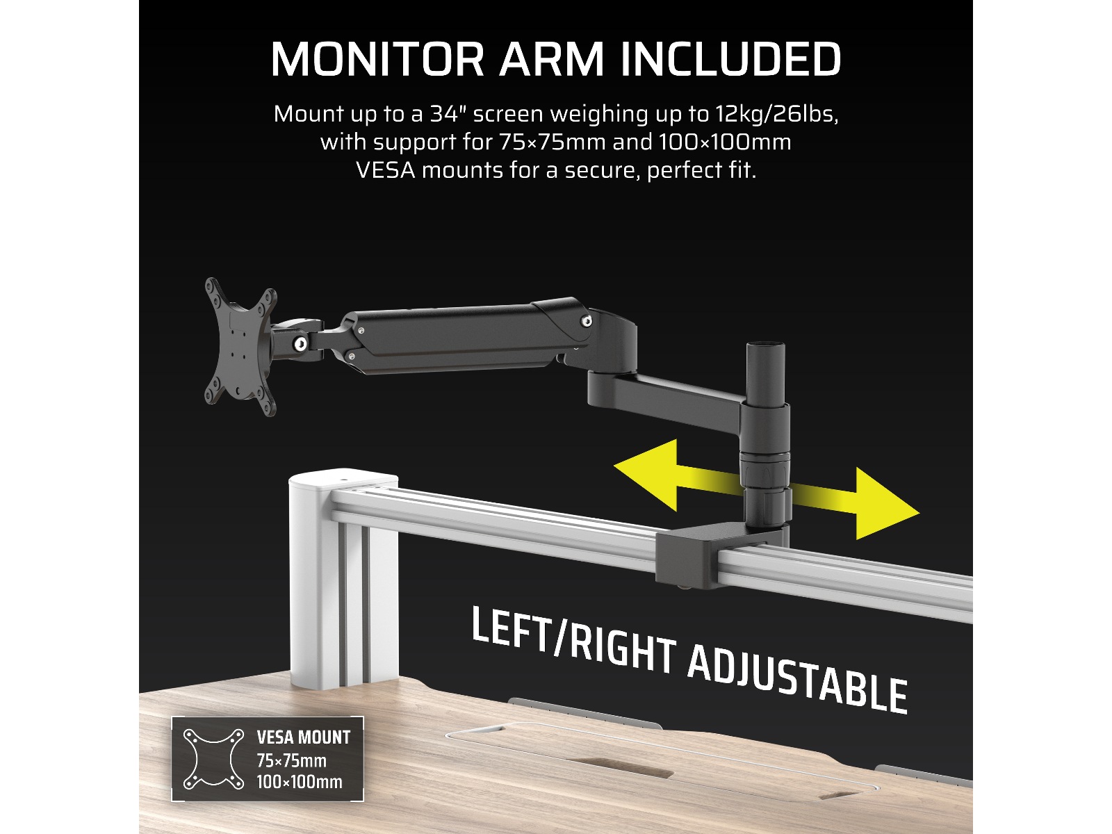 Corsair Platform:4 Elevate skrivebord (hvid/lyst træ) Gamingdesk