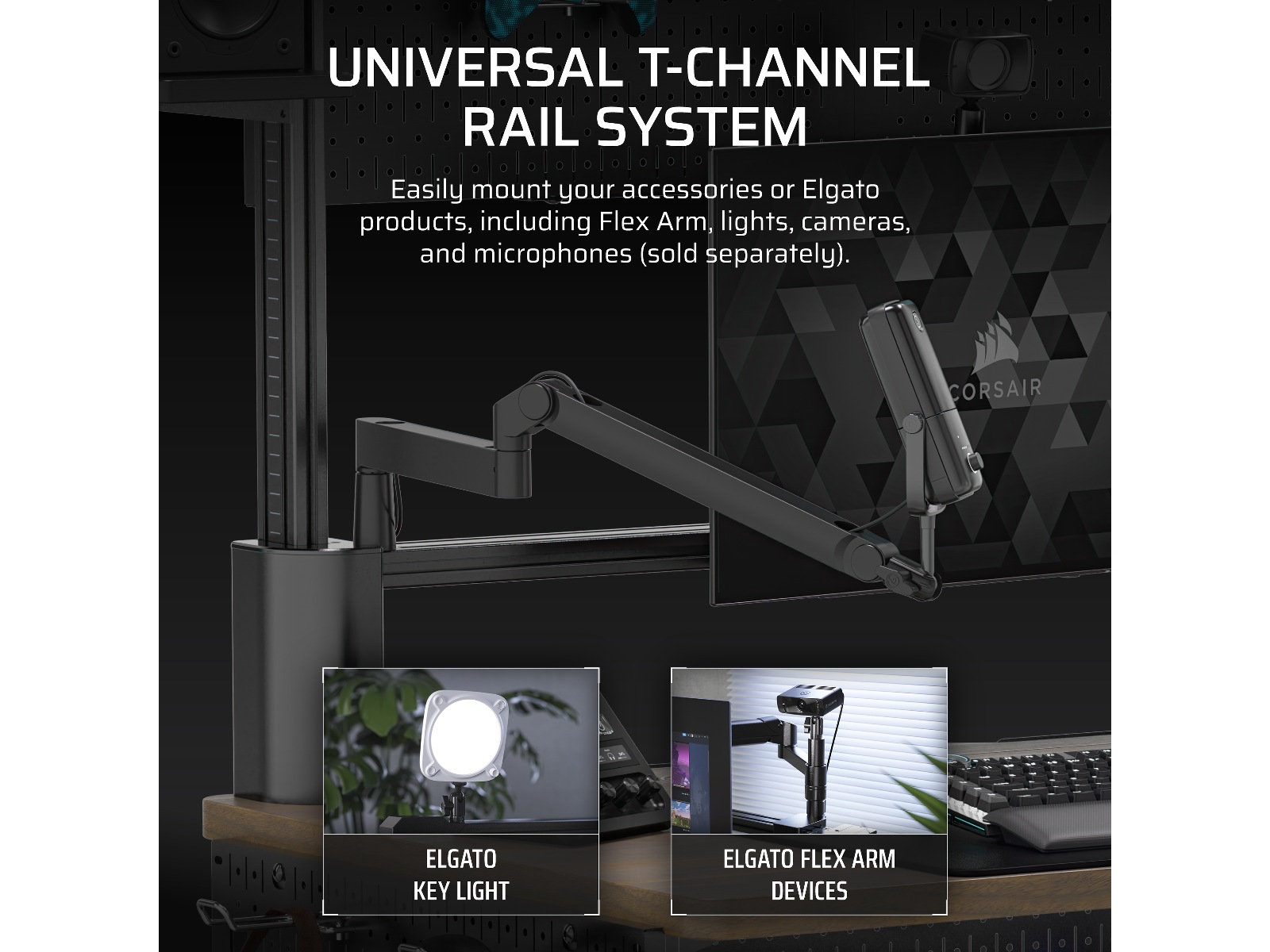 Corsair Platform:4 Elevate skrivebord (hvid/lyst træ) Gamingdesk