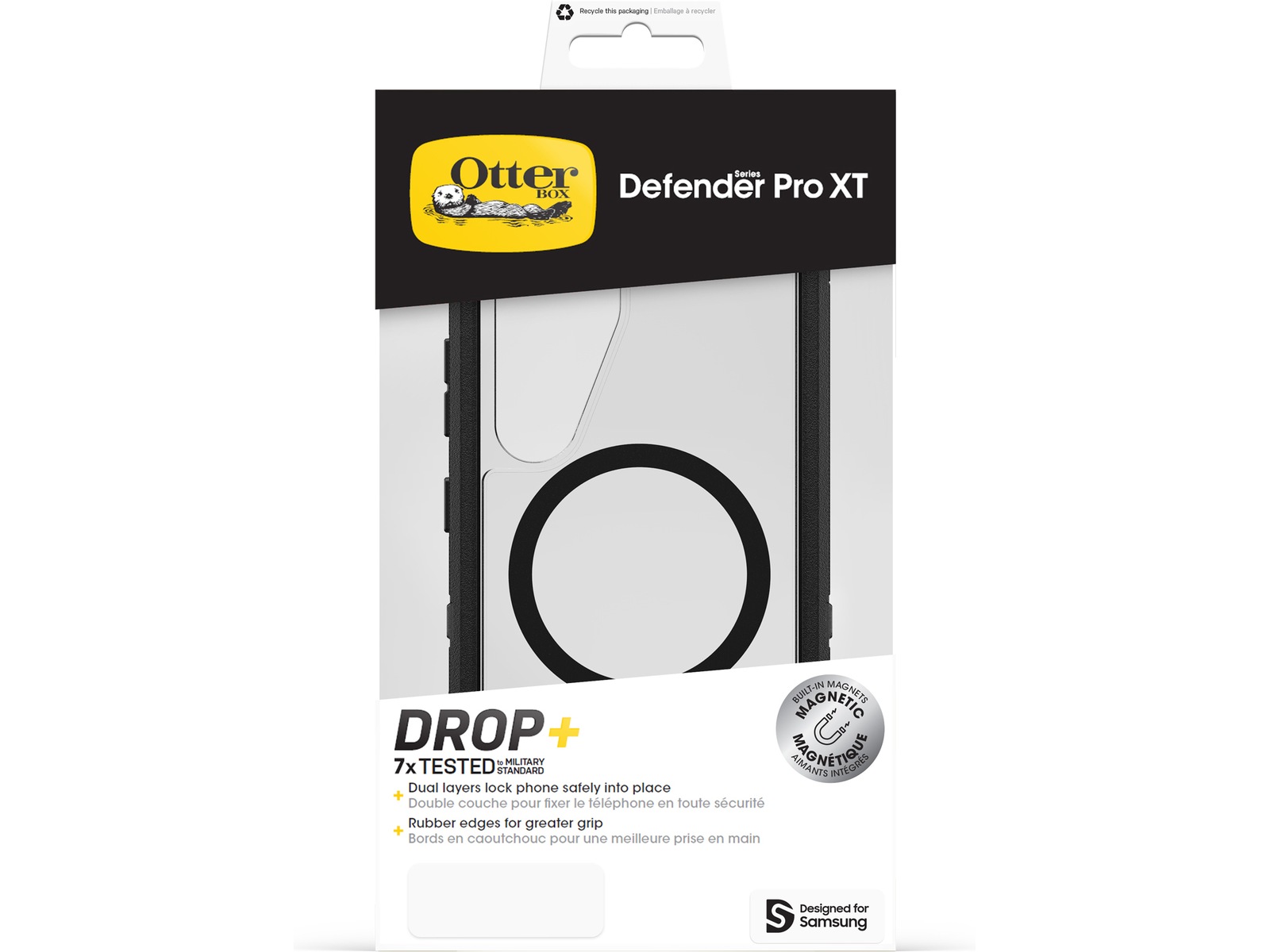 OtterBox Galaxy S25 Defender XT cover (gennemsigtig/sort) Mobilcover