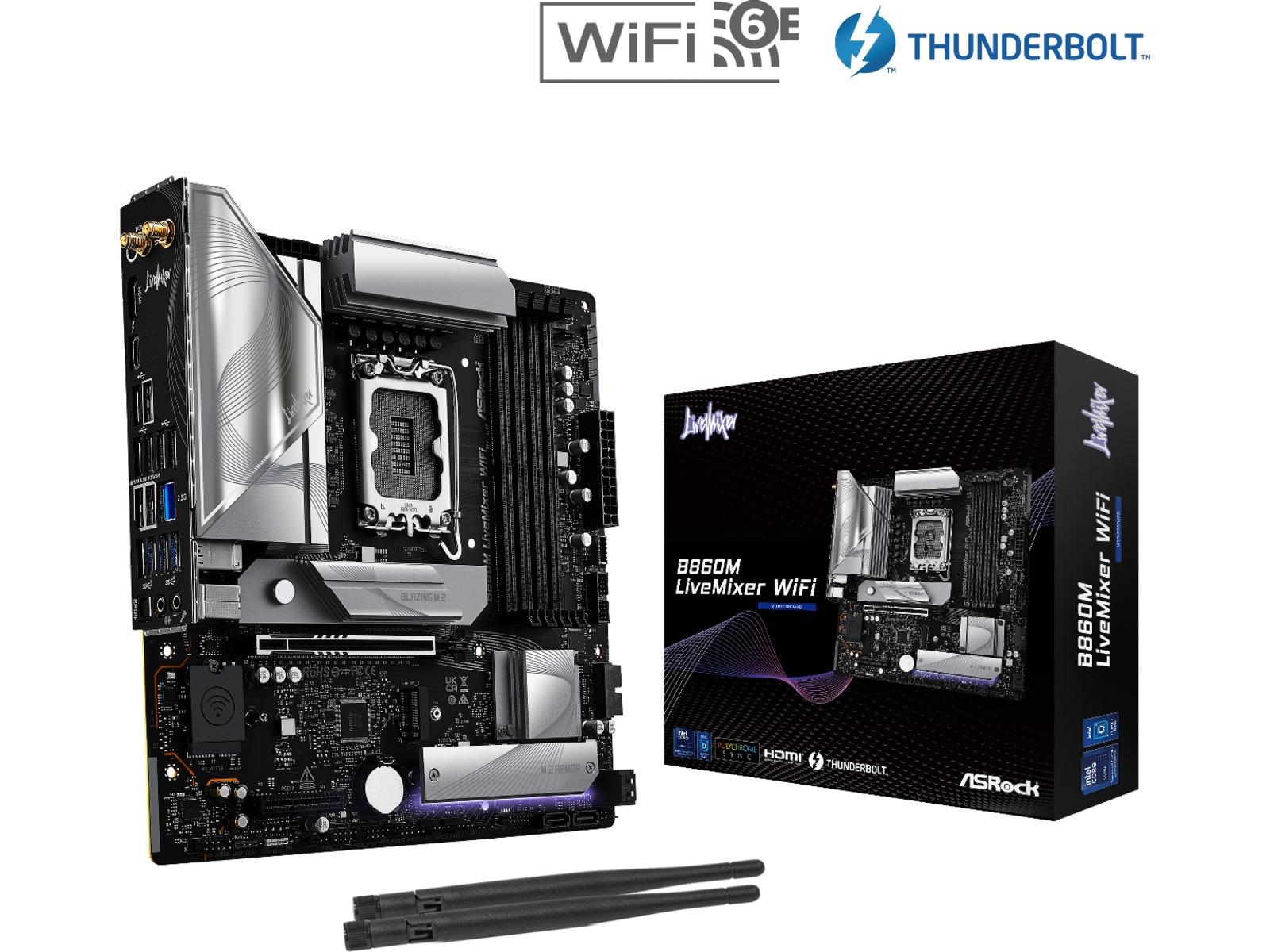 ASRock B860M LiveMixer WiFi Bundkort Intel Socket