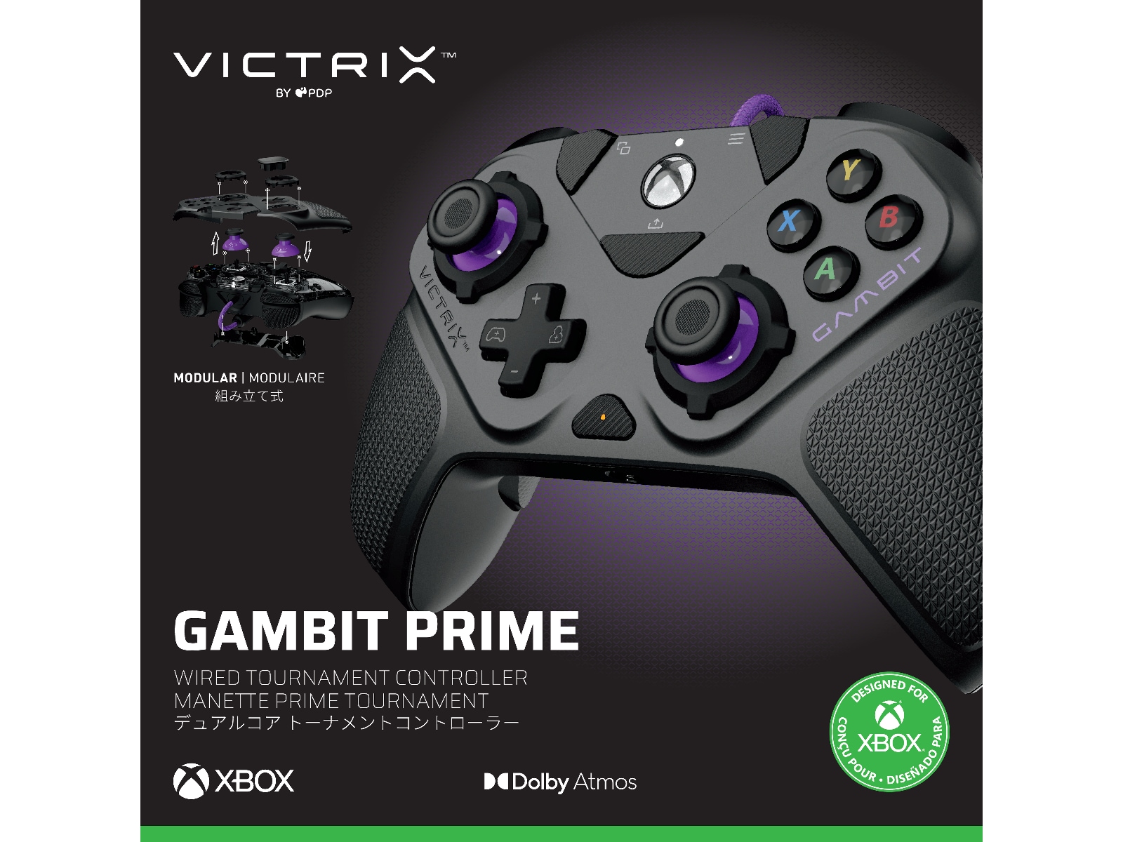PDP Victrix Gambit Prime XSX kabelført controller (grå) Tilbehør til spilkonsoller