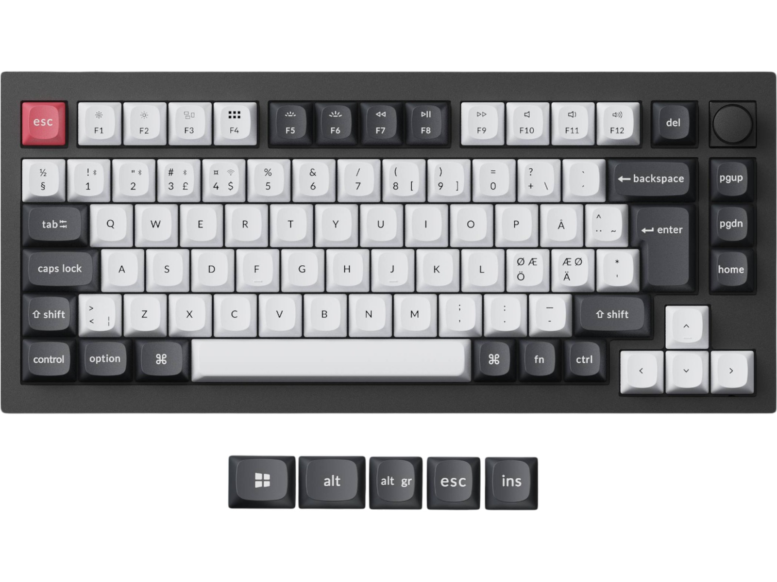 Keychron Q1 HE 75% QMK trådløst gamingtastatur (sort) Gamingkeyboard