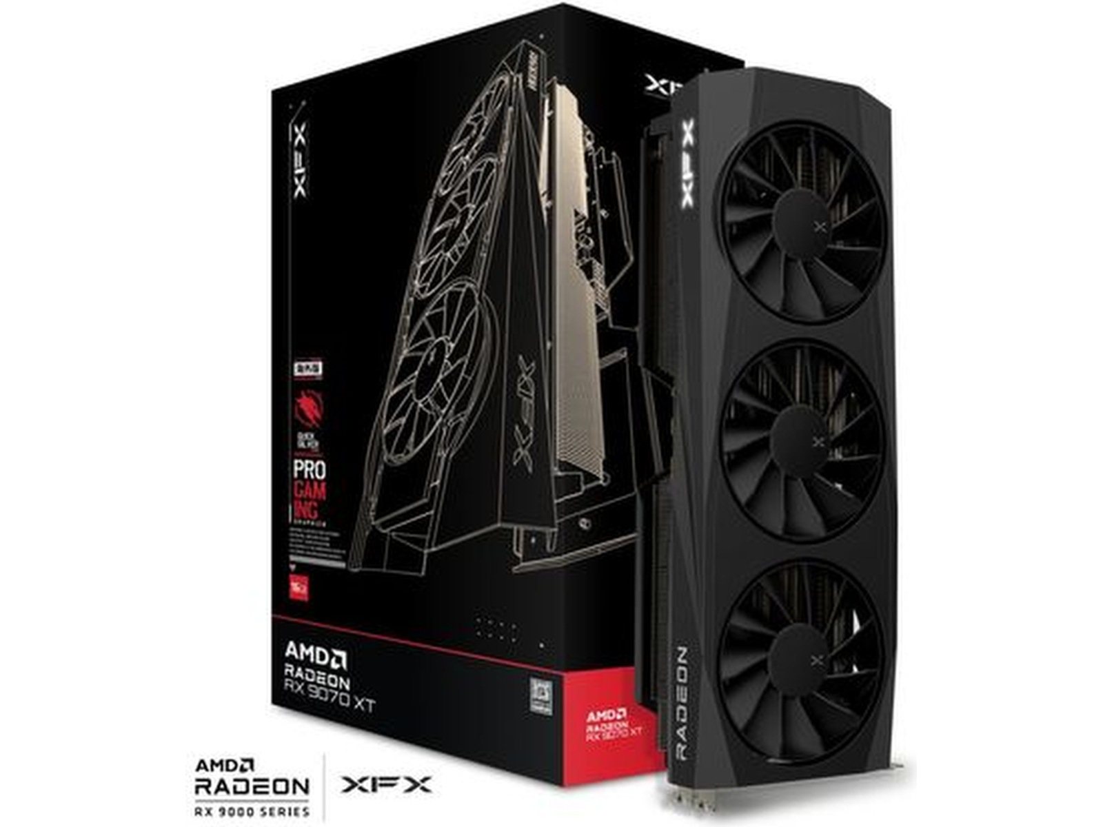 XFX Quicksilver AMD Radeon RX 9070 XT Gaming (sort) Grafikkort