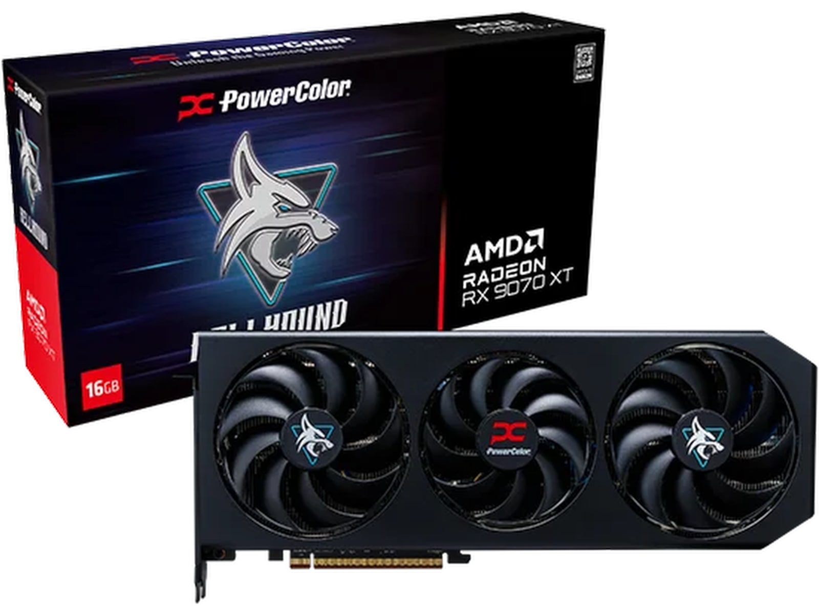 PowerColor Hellhound AMD Radeon RX 9070 XT (sort) Grafikkort