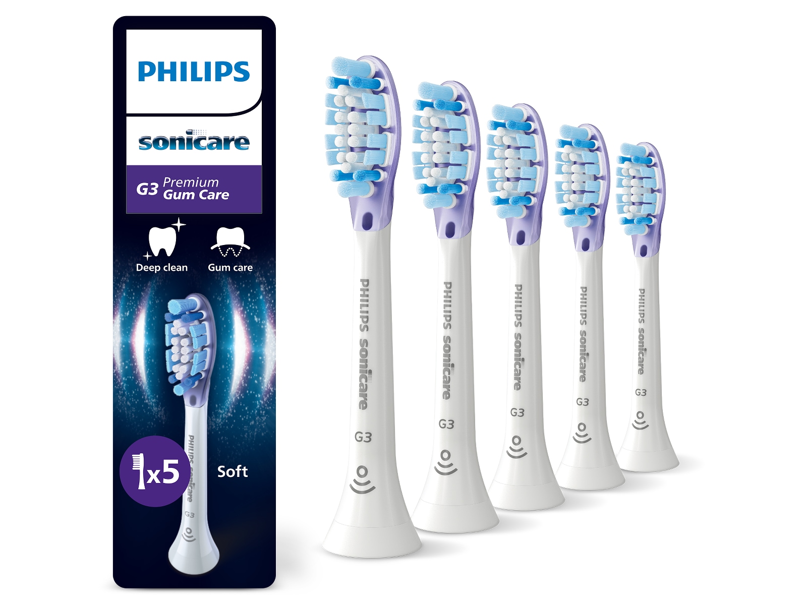 Philips Sonicare G3 Premium Gum Care tandbørstehoveder (5pack hvid) Tandbørstehoveder
