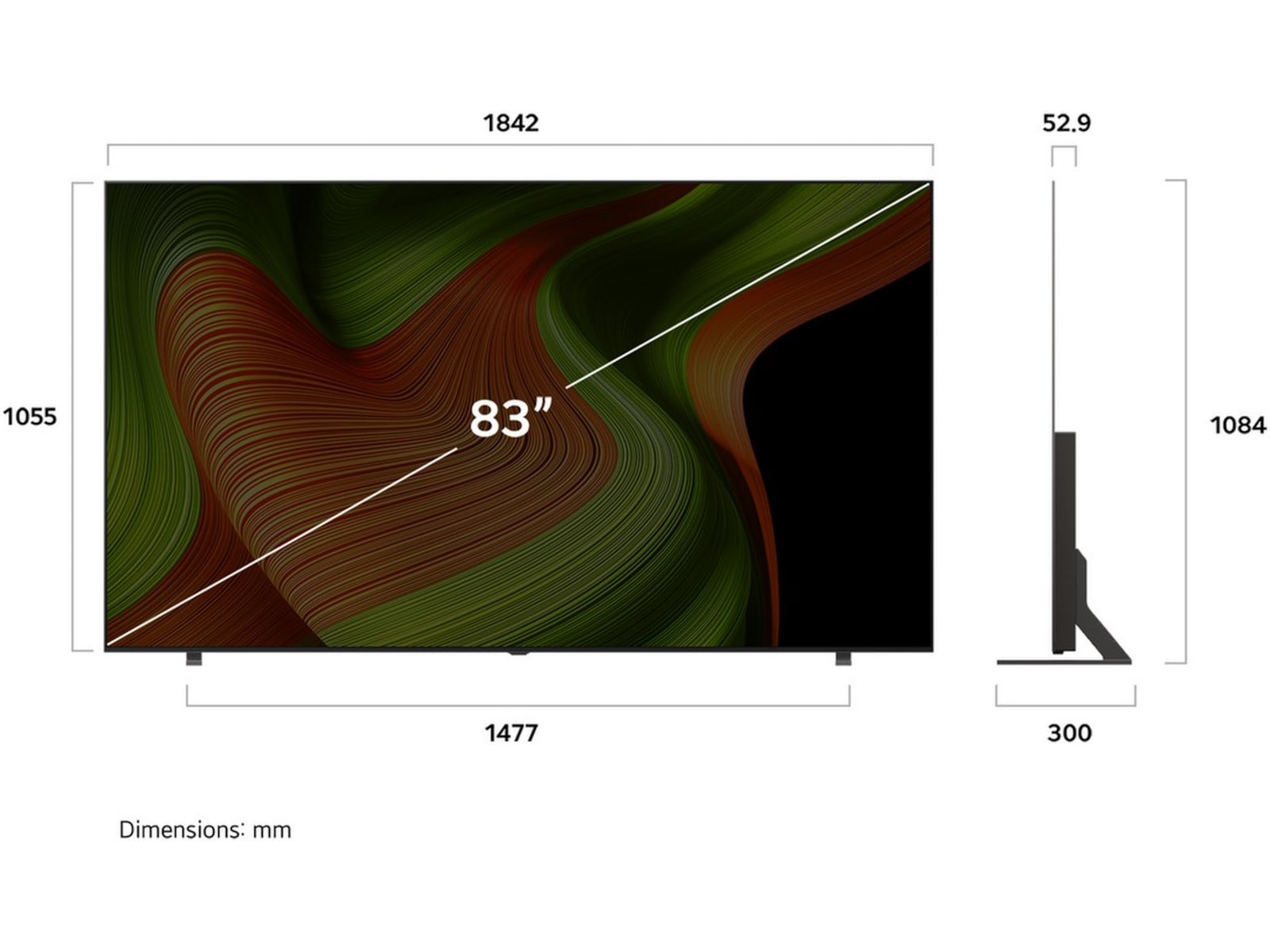 LG 83" B5 AI 4K OLED Smart TV (2025) Over 80 tommer TV