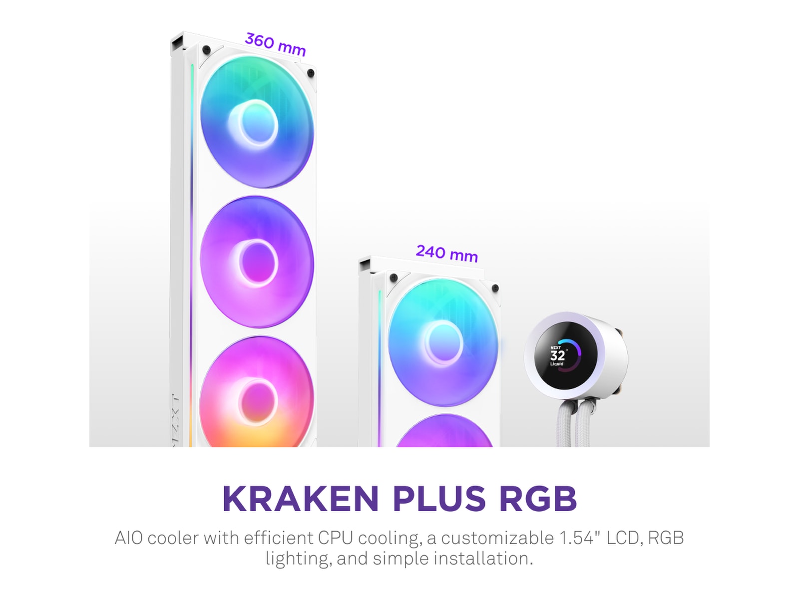 NZXT Kraken Plus 360 RGB Køler (hvidt) CPU - Vandkøling
