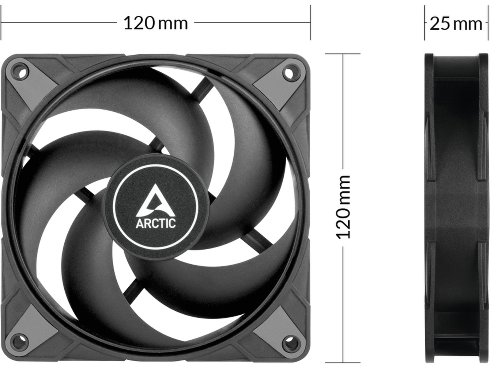 Arctic P12 PWM PST 140mm Ventilator (sort) Blæsere