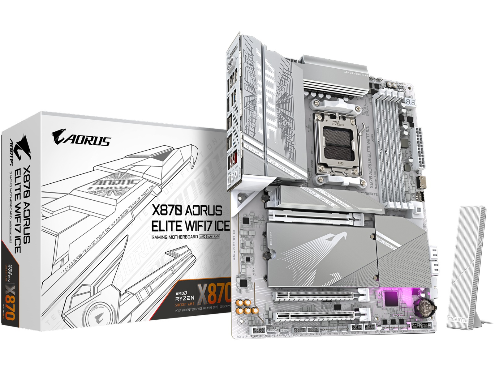 Gigabyte X870E AORUS ELITE WF7 ICE Bundkort AMD Socket