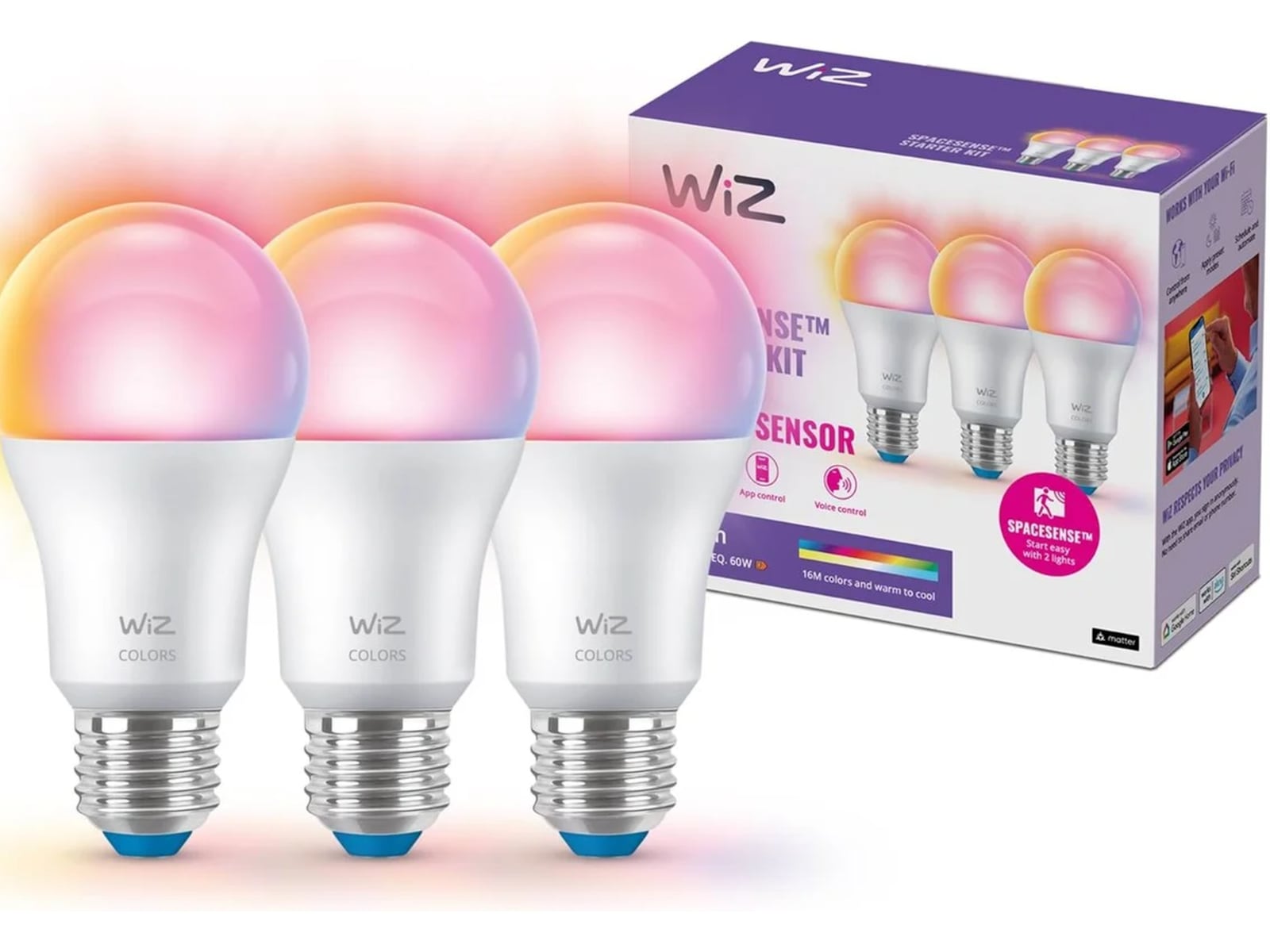 WiZ BLE 60w E27 pære (3-pak) LED-pærer & elpærer