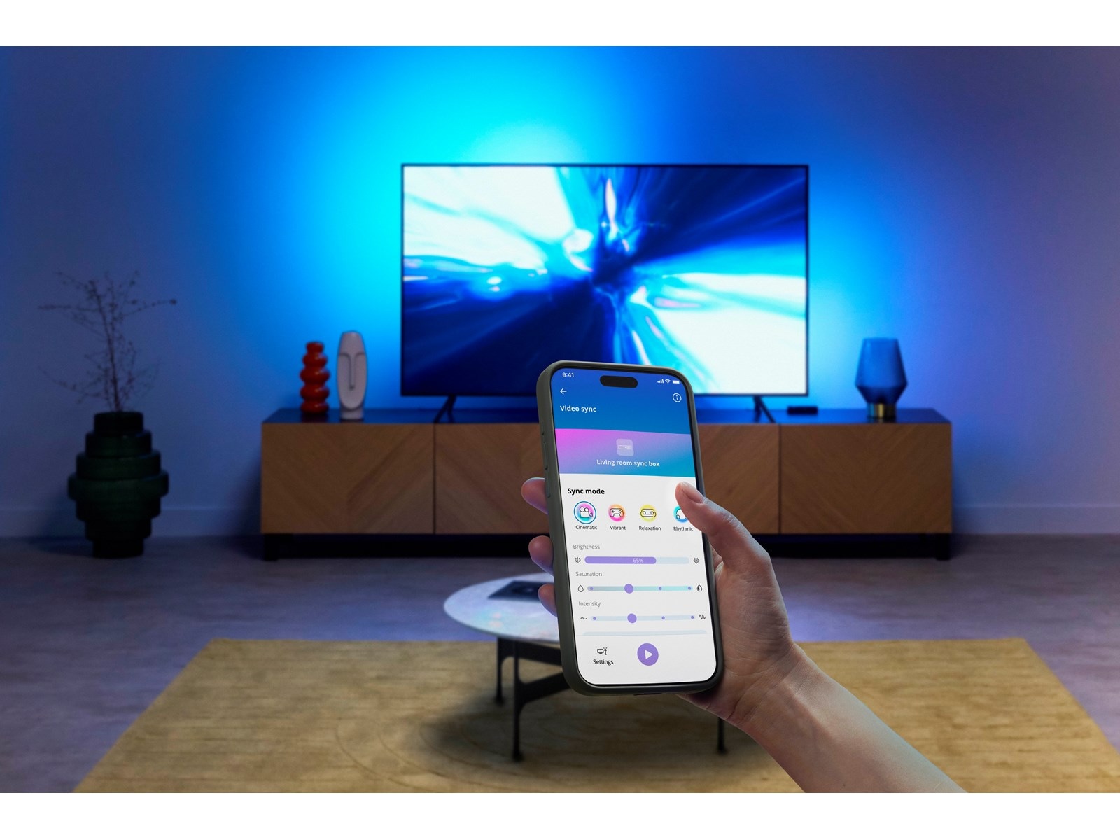 WiZ HDMI-synkroniseringsboks med TV-lysstribe (75"-85") Led strips & underholdning