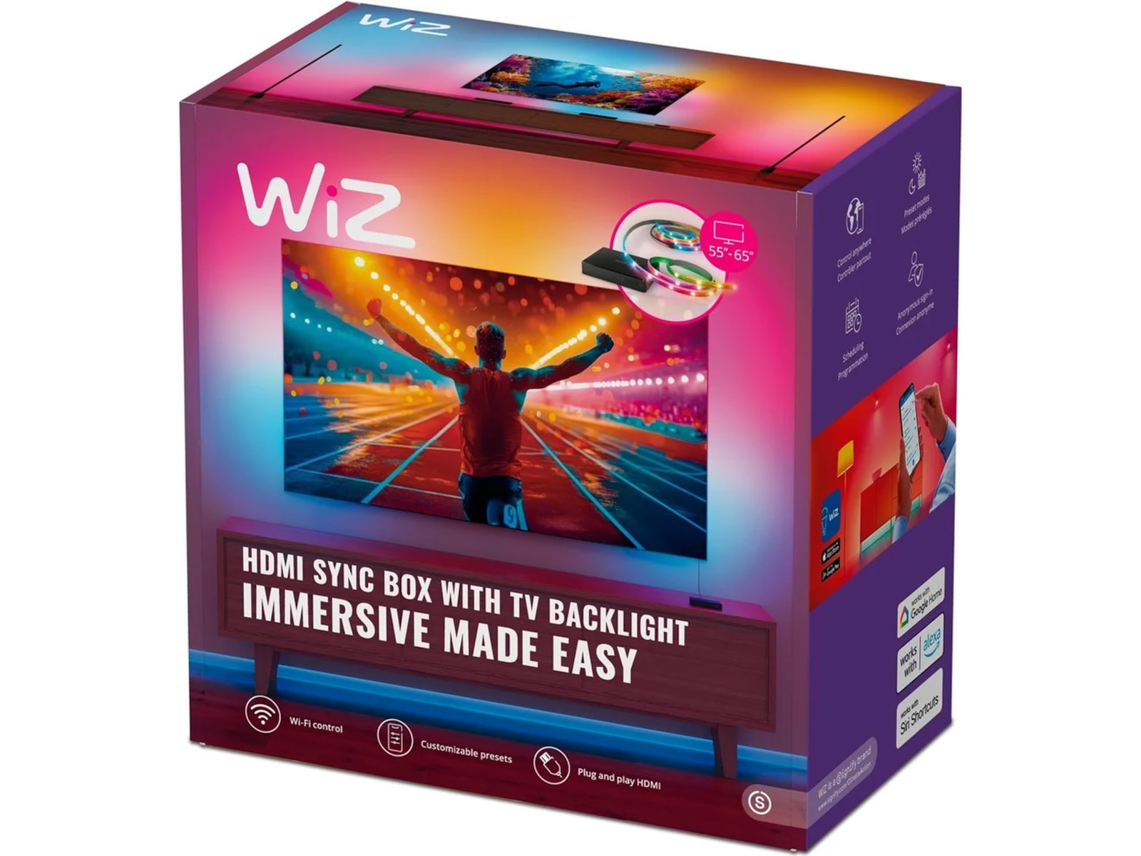 WiZ HDMI-synkroniseringsboks med TV-lysstribe (55"-65") Led strips & underholdning