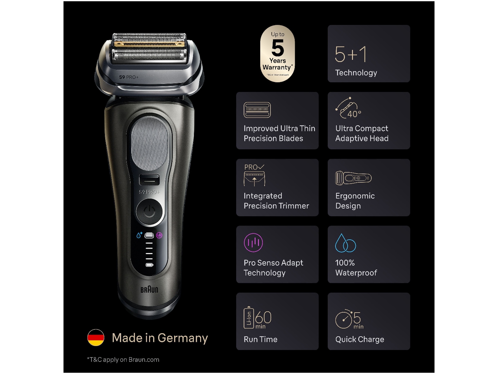 Elektrisk Braun Series 9 PRO+-barbermaskine 9675CC Barbermaskine