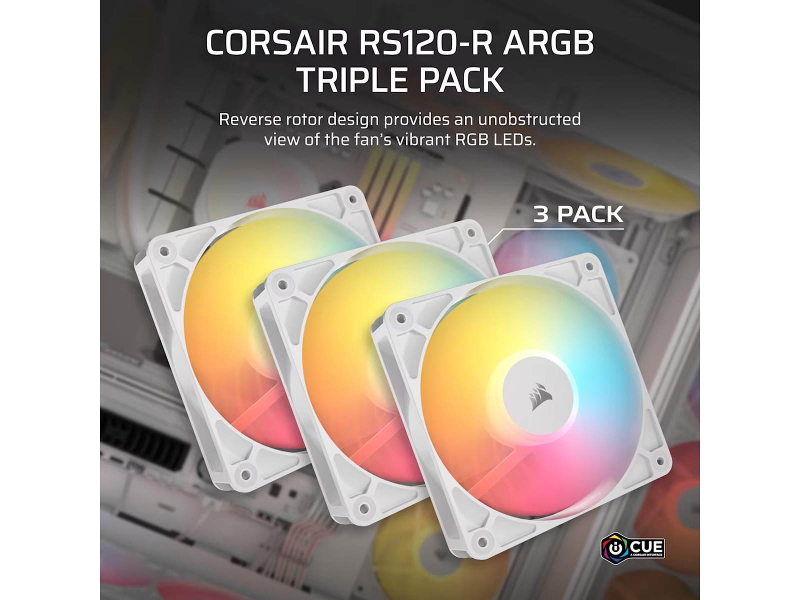 Corsair RS120-R ARGB PWM Reverse Ventilator 3pk (hvidt) Blæsere