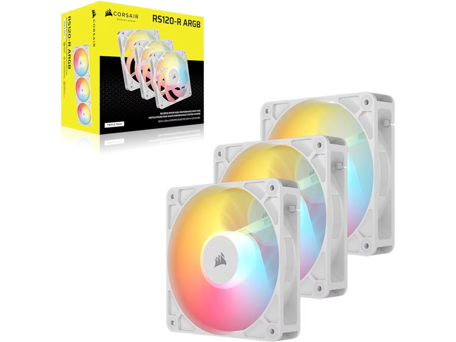 Corsair RS120-R ARGB PWM Reverse Ventilator 3pk (hvidt) Blæsere