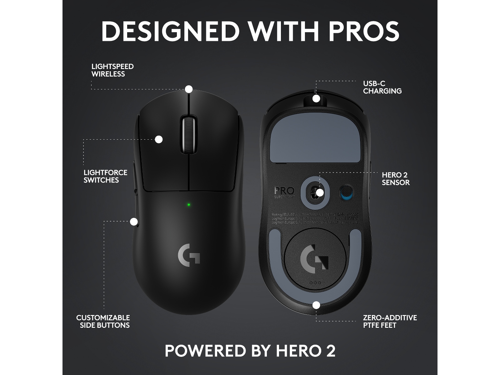 Logitech Pro X Superlight 2c trådløs gamingmus (sort) Gamingmus