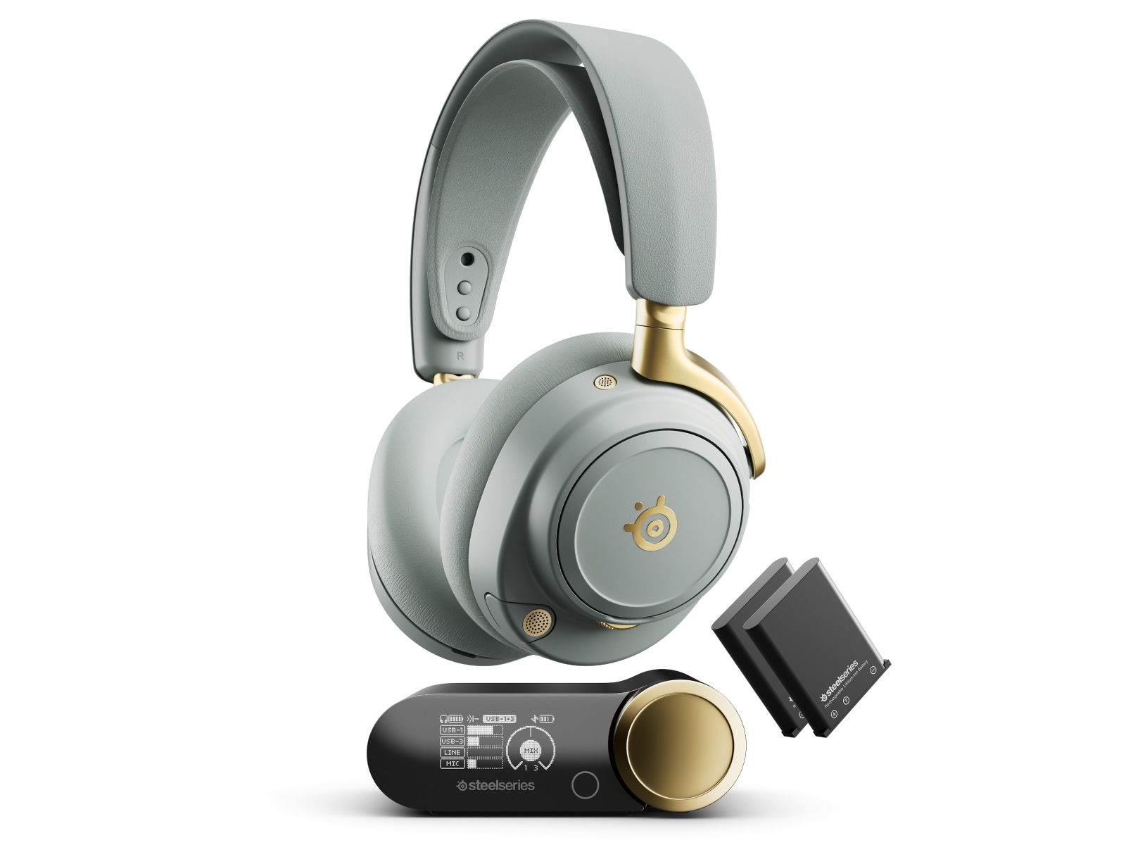 SteelSeries Arctis Nova Elite Trådløst Gamingheadset (salvie og guld) Gamingheadset