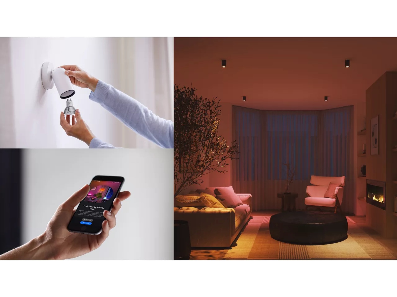 Philips Hue Essential WCA Starter Pack (3x GU10 spot + Bridge) LED-pærer & elpærer