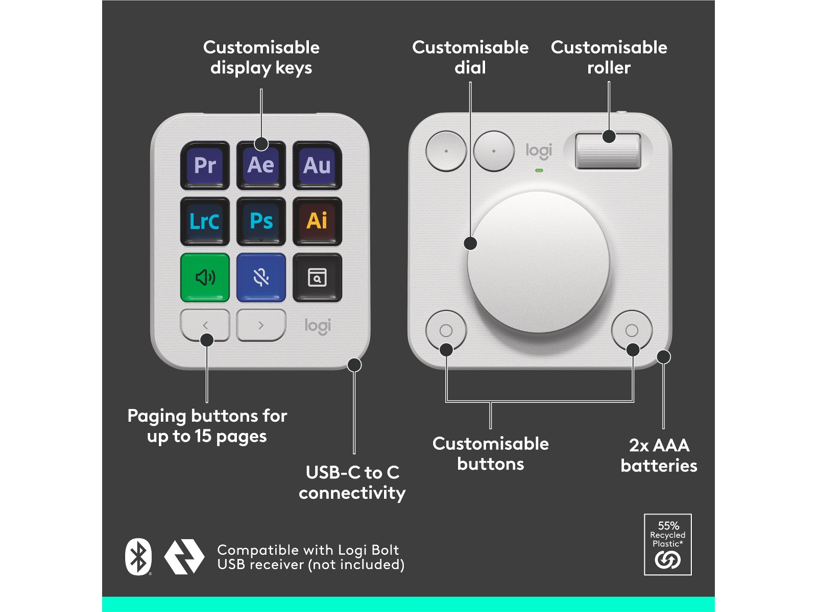 Logitech MX Creative Console (grå) Keyboards