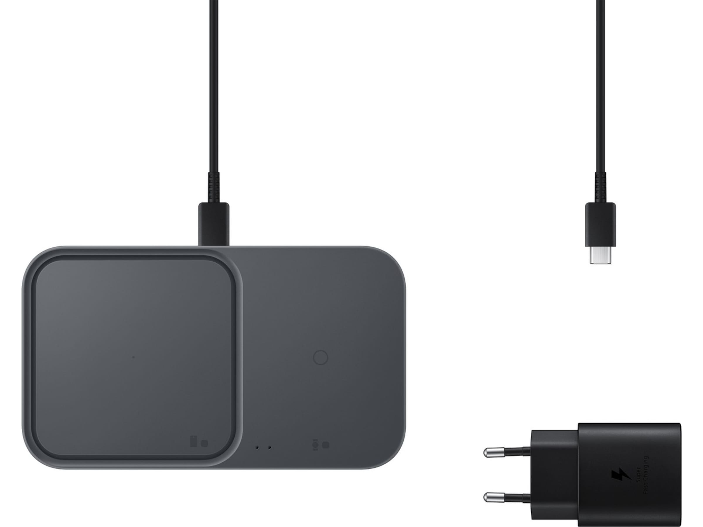 Trådløs oplader Duo med kabel (sort) Trådløs oplader