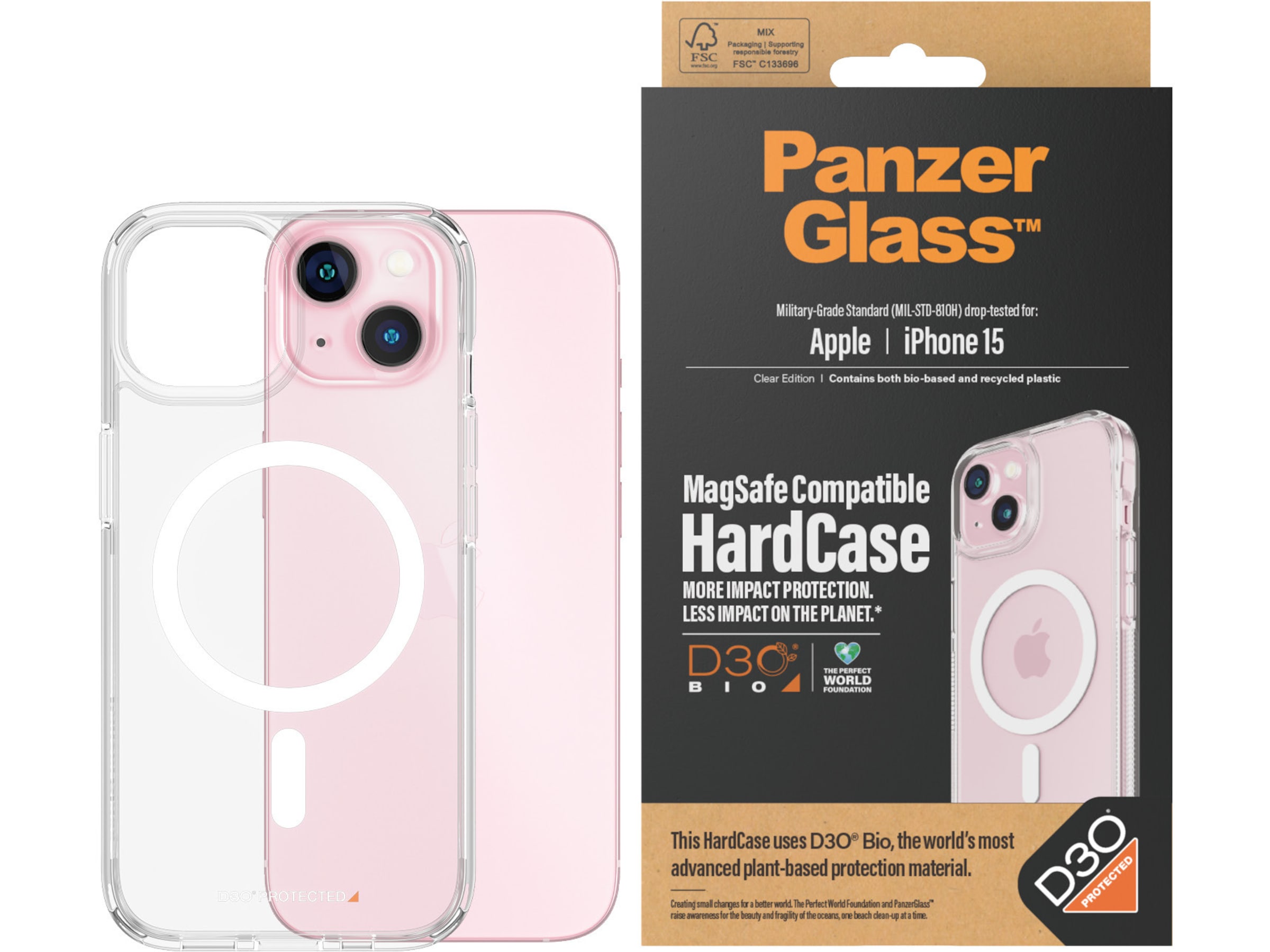 PanzerGlass iPhone 15 HardCase Cover (gennemsigtig) Mobilcover