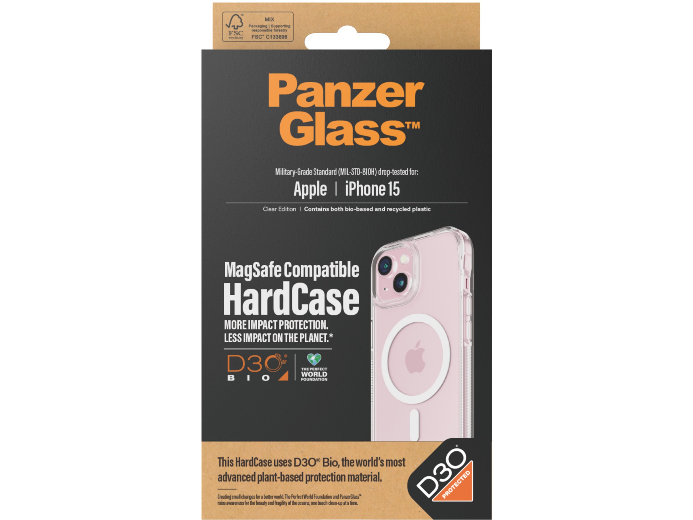PanzerGlass iPhone 15 HardCase Cover (gennemsigtig) Mobilcover