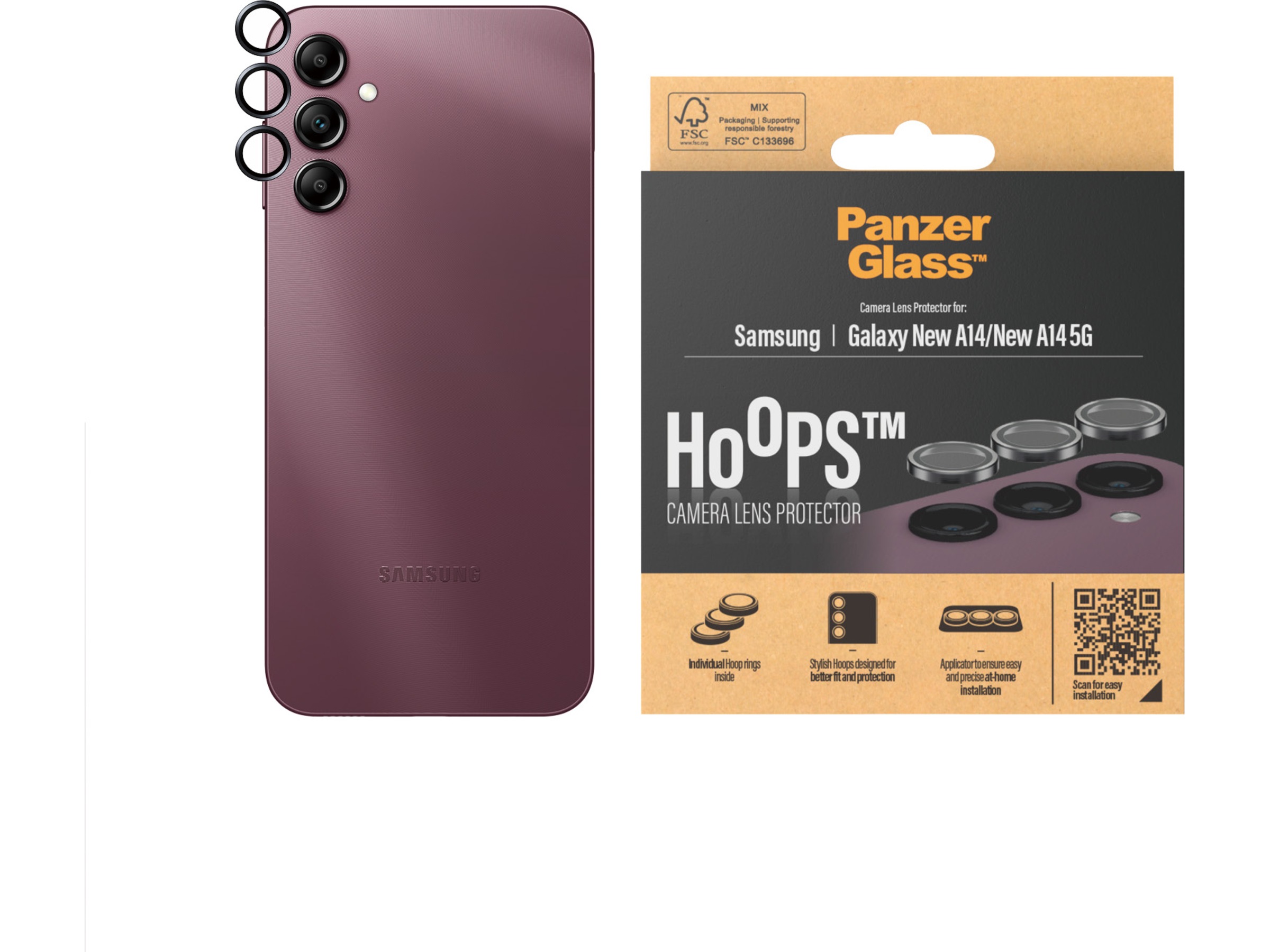 PanzerGlass Galaxy A15 / A15 5G Hoops Linsebeskytter Skærmbeskyttelse mobiltelefon