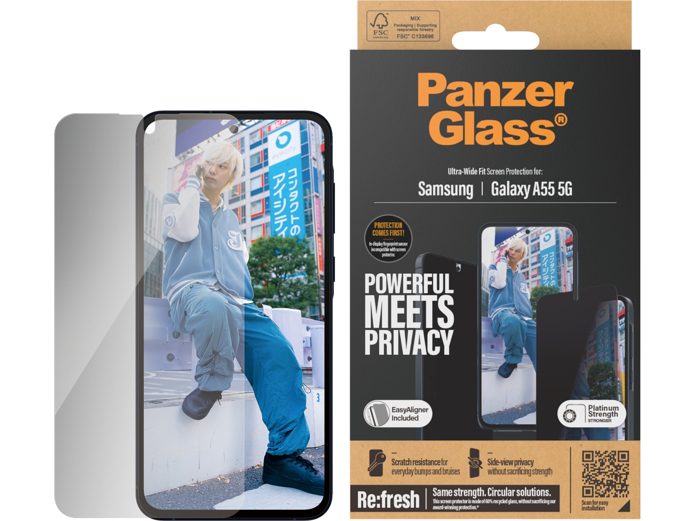 PanzerGlass Galaxy A55 5G Privacy skærmbeskytter Skærmbeskyttelse mobiltelefon