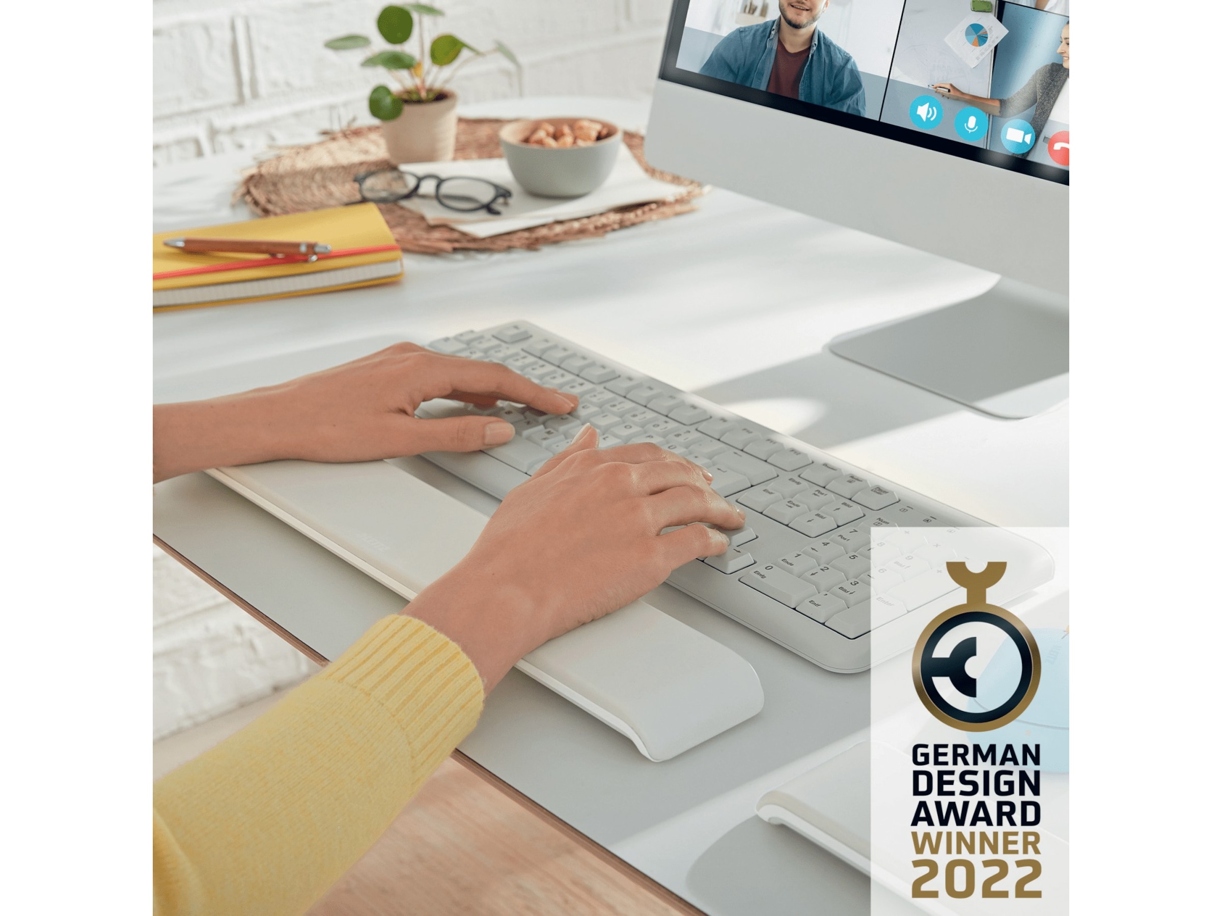 Leitz Ergo Cozy håndledsstøtte til tastatur (lysegrå) Håndleddstøtte