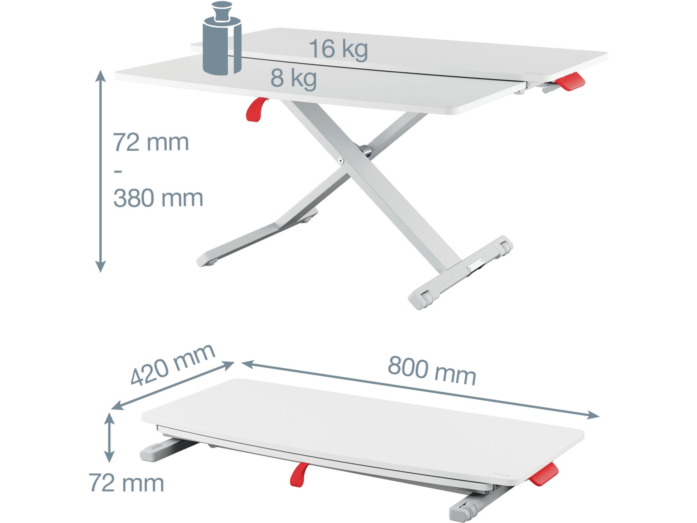 Leitz Ergo Cozy Justerbart PC bord m/plade (hvid) Bærbar stativ