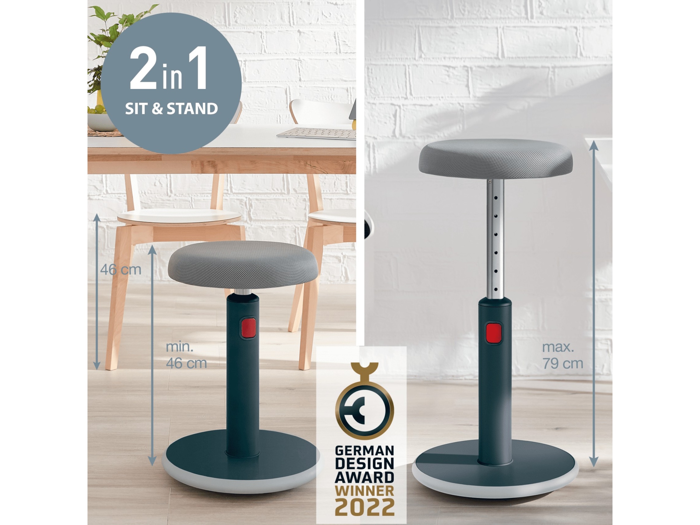 Leitz Ergo Cosy Active Sit Stand Balance Stol (grå) Kontorstole