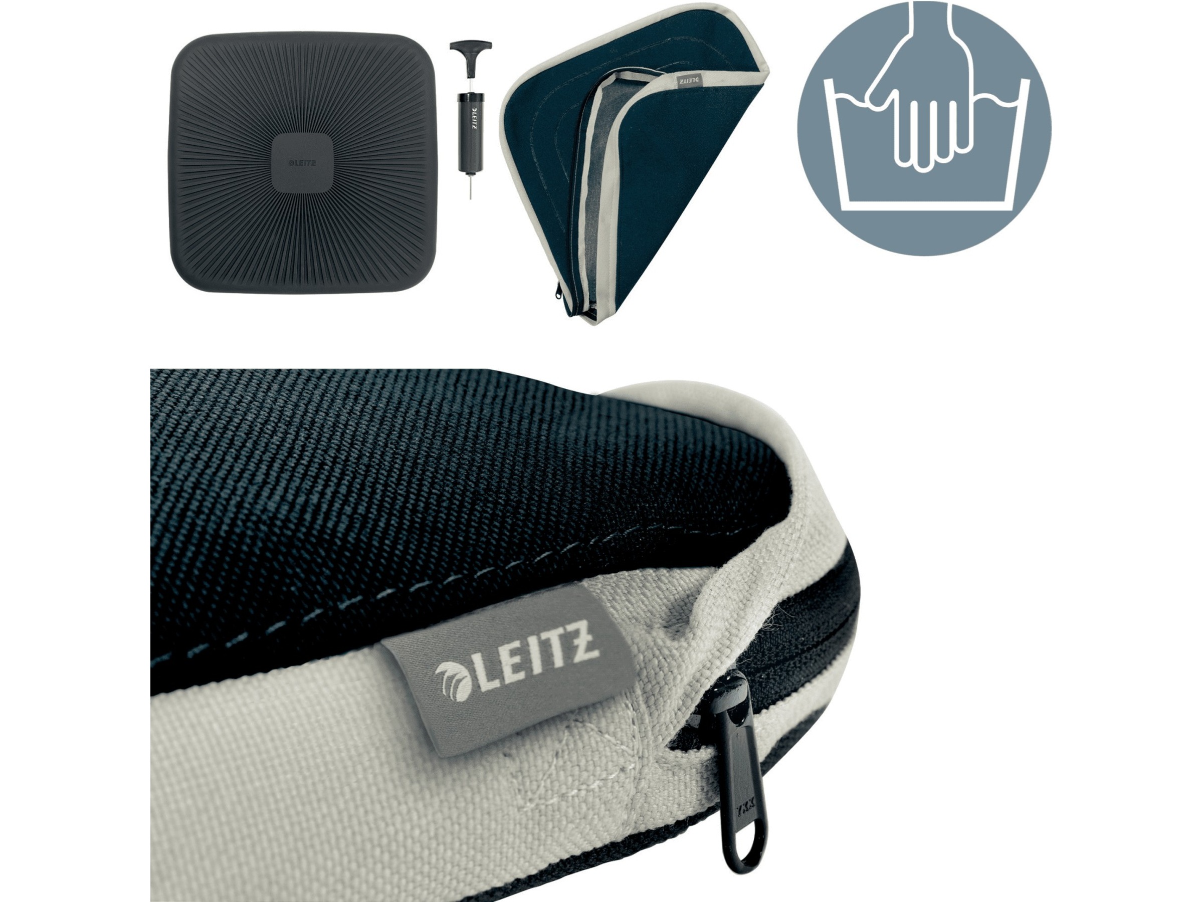 Leitz Active Wobble siddepude med betræk (mørkegrå) Sittepute