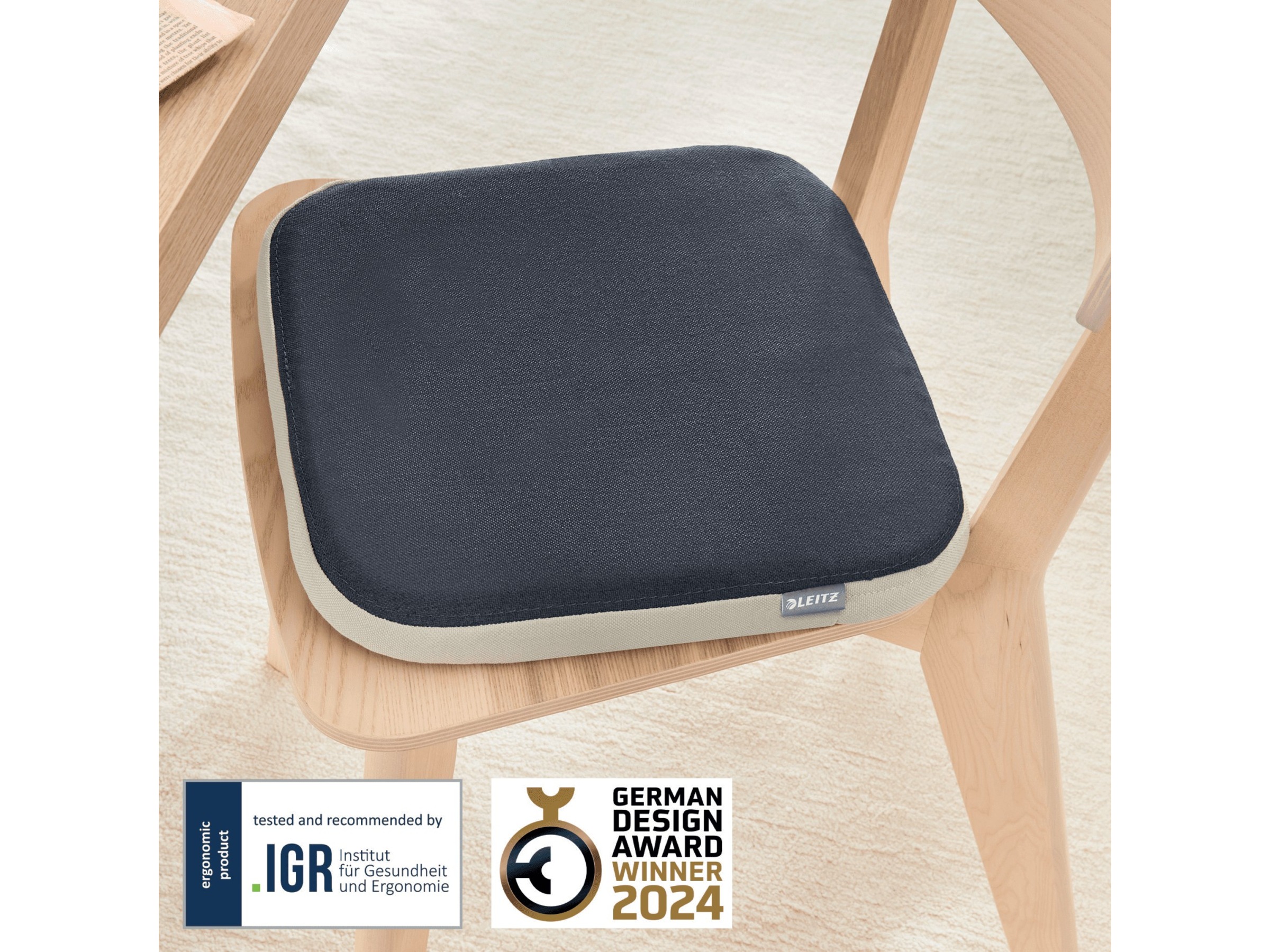 Leitz Active Wobble siddepude med betræk (mørkegrå) Sittepute