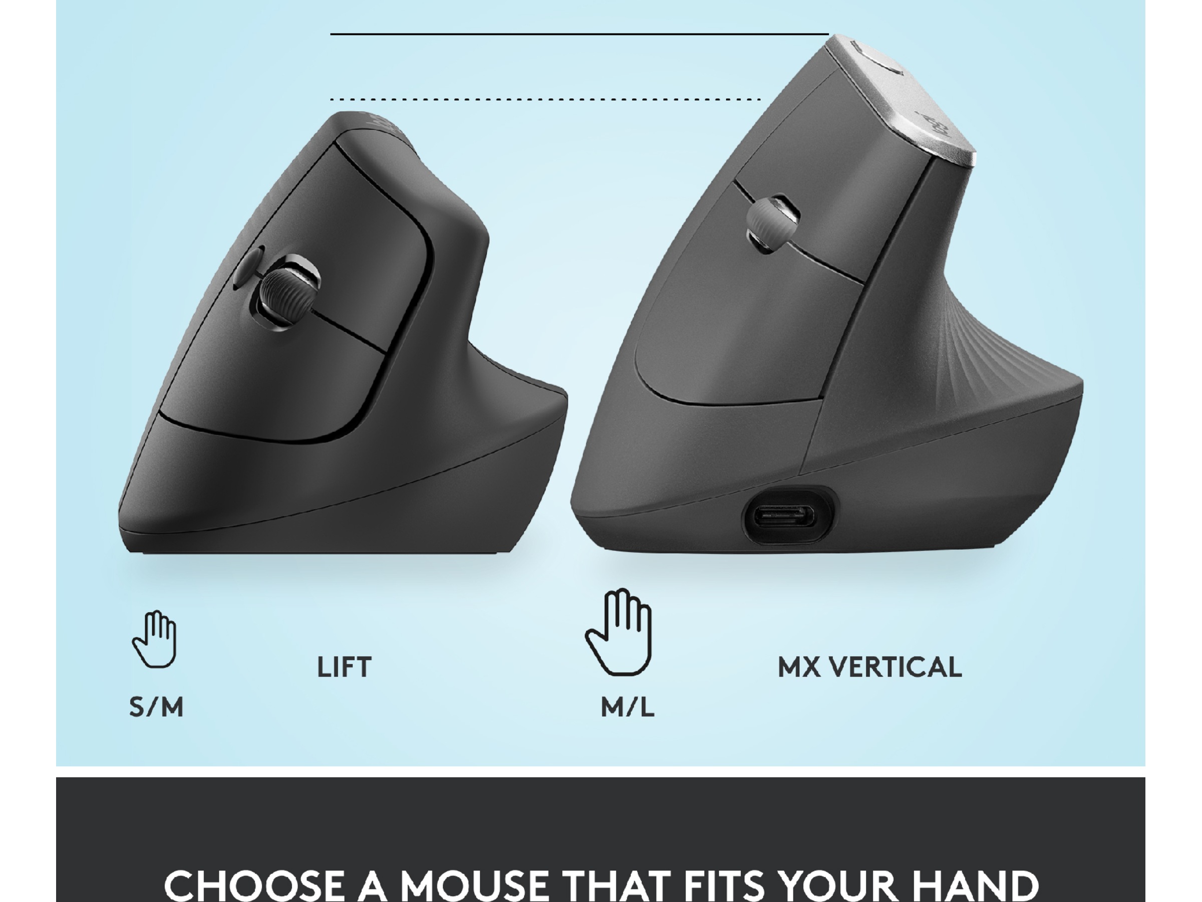 Logitech Lift Vertikal mus (graphite) Mus