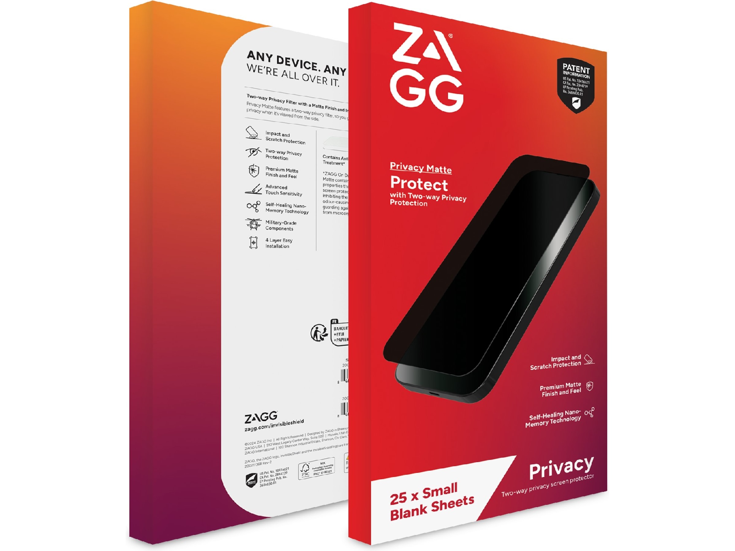 Zagg Privacy Filter Universal skærmbeskytter til mobiltelefoner Skærmbeskyttelse mobiltelefon